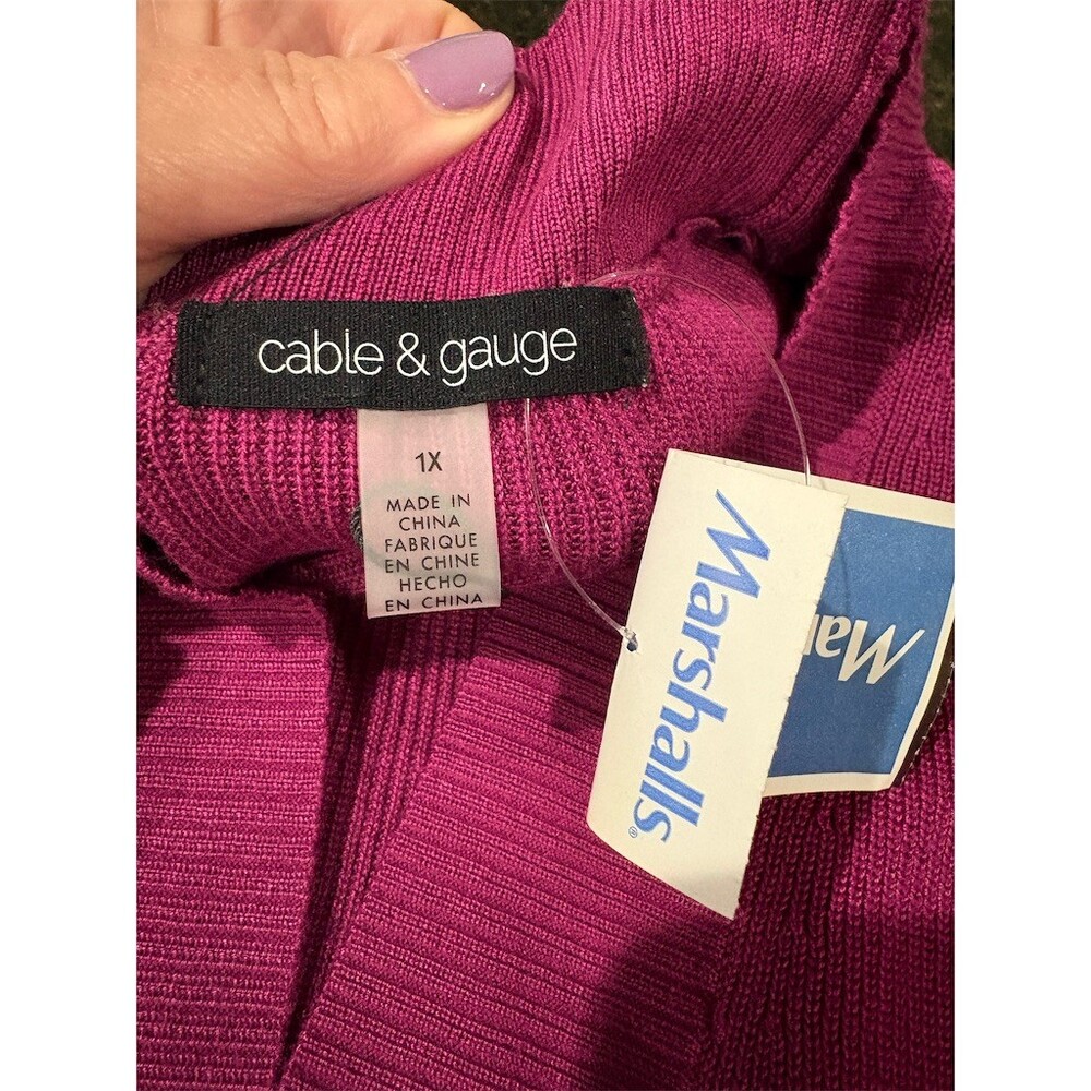 Cable & Gauge Cardigan Sweater Womens 2XL Purple Open Front Pockets NWT - Picture 10 of 12